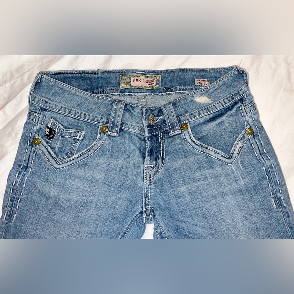 Y2K Low Rise MEK Denim USA Seychelles Flare Light Blue Jeans Women’s Size 25 - Picture 5 of 11